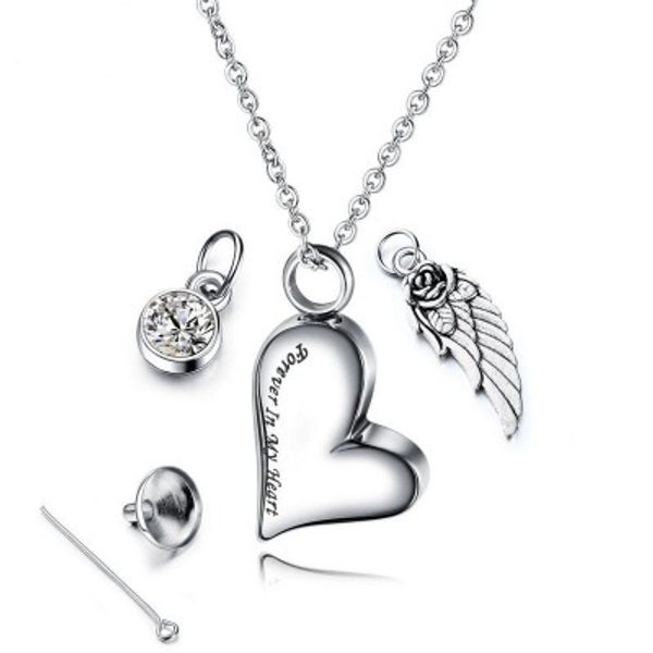 

ashes necklace pendant stainless steel titanium sliver ashes pendant womens mens jewelry necklace for lover gifts, Silver