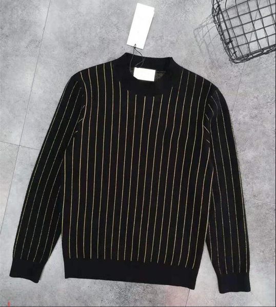 

мужские дизайнерские свитера полосатый стиль кофты теплые толстые осень зима марка свитер шерсть внутри роскошные женщины топы свитер 01#, White;black