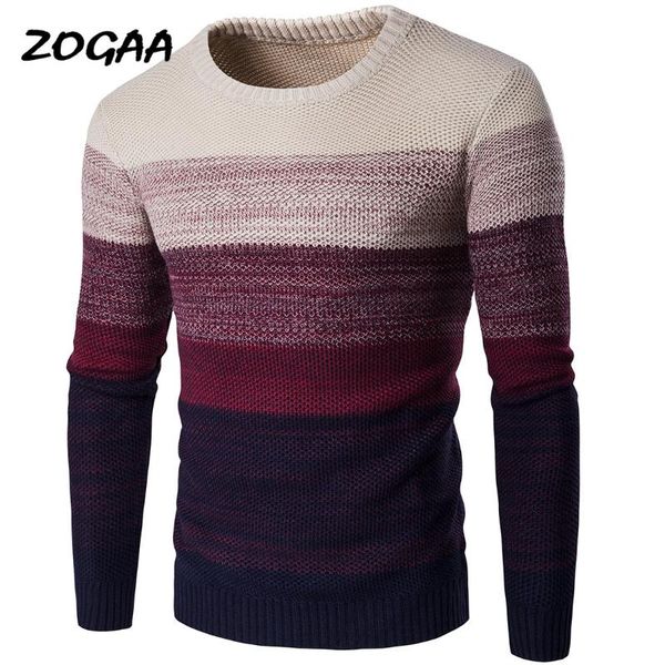 

zogaa winter sweater men 2020 casual knitted soft cotton o-neck sweaters pullover men's new fashion striped sweater coat male, White;black