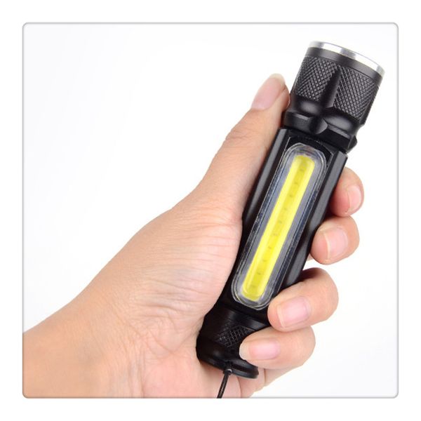 USB Rechargeable COB LED Flashlight Flashlight Working Lamp Light 3 Modes