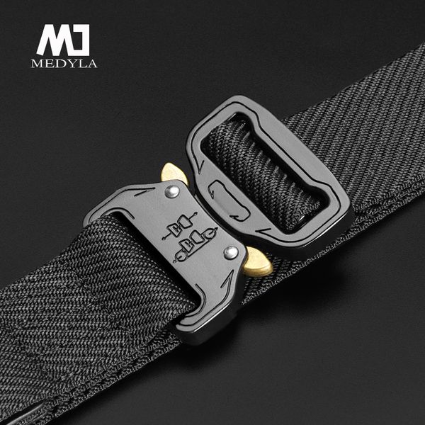 

medyla nylon strap army tactical belt men swat combat belts outdoor sports emergency survival belt for man casual, Black;brown