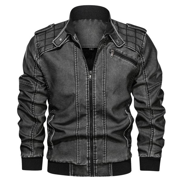 

мужские куртки 2019 мужские зимние повседневный stand collar омывается мотоцикла пальто куртки мужские куртки vintage верхняя одежда мужской, Black;brown