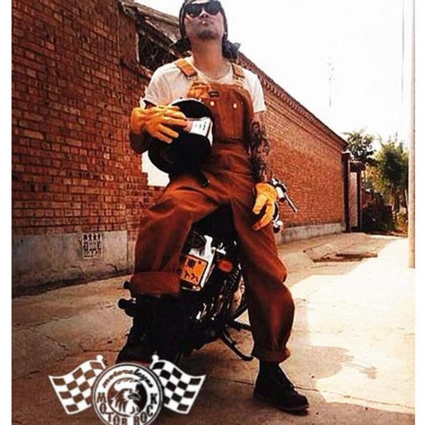 

men's pants 2021 clothing vintage motorcycle suspenders overalls bib one piece trousers jumpsuit costumes, Black