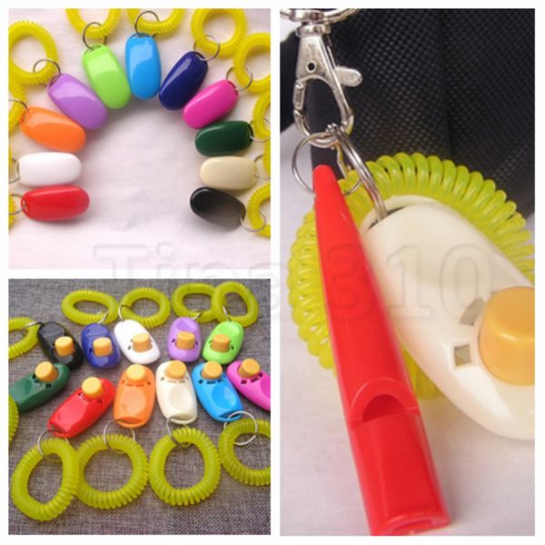 

new 11 color fashion pet training whistle dog training clicker trainer wrist strap pet training tool t2i5099