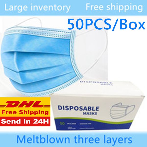 

disposable face mask 3 layers dustproof mask facial protective cover mouth masks safety non-woven fabric prevent anti-dust mask with box