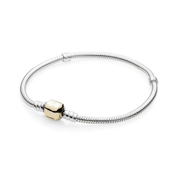 

new 100% 925 sterling silver gold 590702hg moments two-tone signature bracelet fit diy charm women original fashion jewelry gifts, Golden;silver