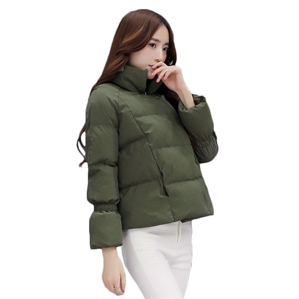 

new women fashion winter thicken down cotton short coat solid color outwear, Black
