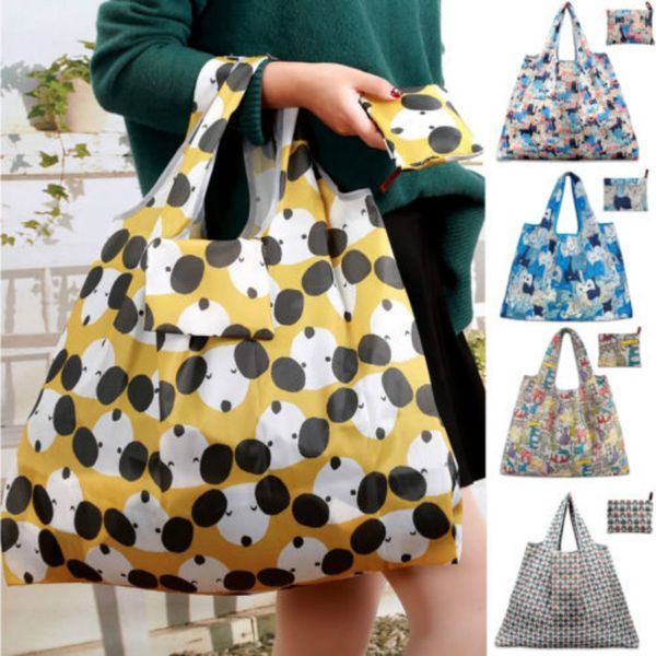 

cute lady foldable recycle bag eco reusable loading goods bag fruit vegetable grocery