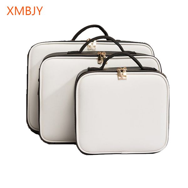 

new professional makeup organizer cosmetic bag case bolso mujer cosmetic bag pu large capacity storage case multilayer suitcase