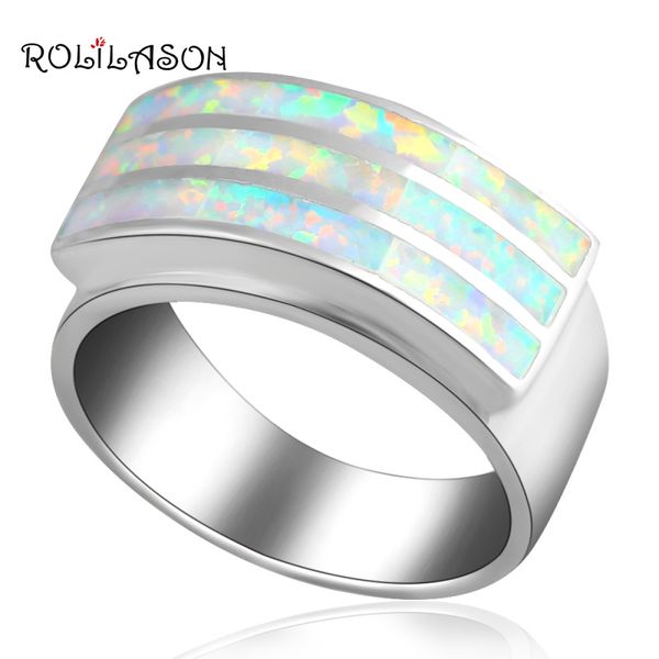 

rolilason anniversary design light white fire opal 925 silver stamped rings usa size #6.5 #7 #6.75 #7.75 #8 or435, Slivery;golden