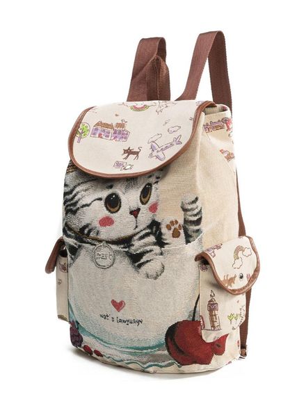 

2019 school season back to school canvas cats cartoon backpack soft pack