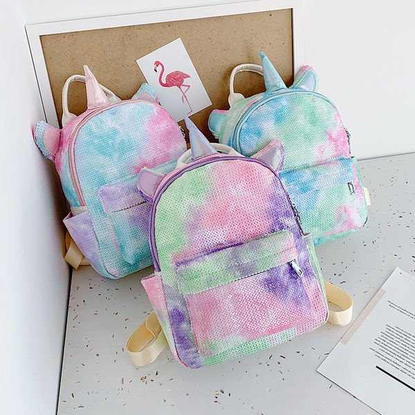 

girls cute sequins unicorn small backpack women leather large capacity bag girl book bag satchel school for teenager student