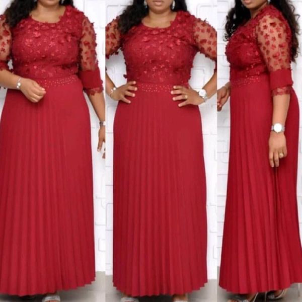 

casual dresses spring fall 3d flowers shiny silver pink african women party solid red loose pleated long maxi elegant, Black;gray