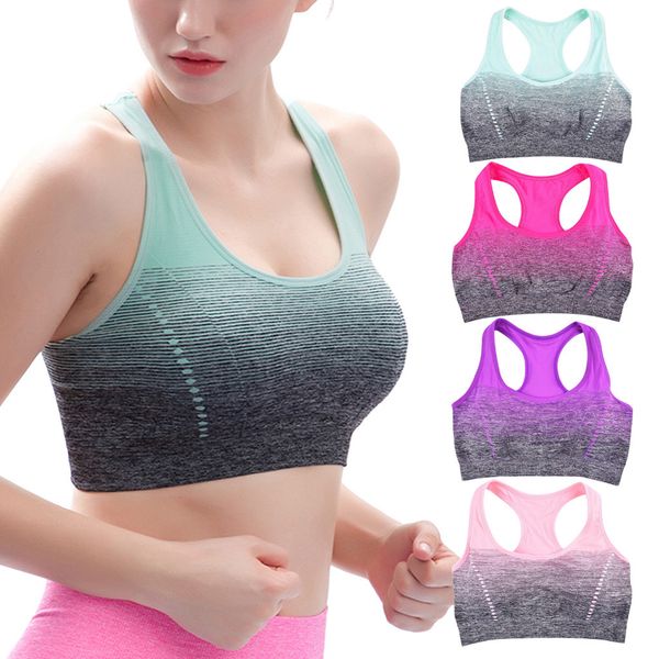 

sport bra summer 2020 female gradual color -proof yoga sports bra without steel ring bodycon underweardpy3, White;black