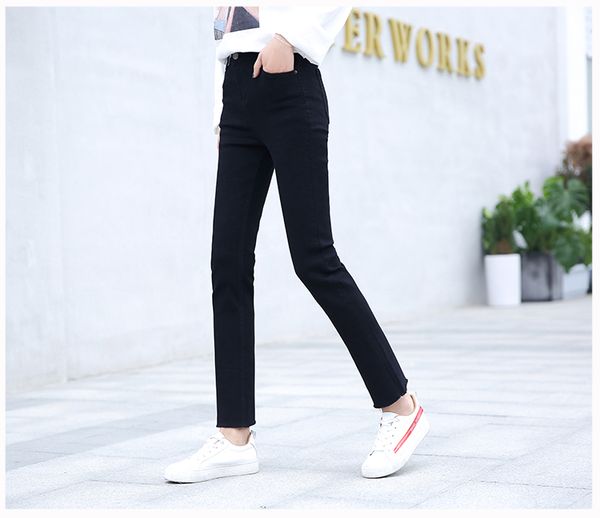 

black spring, summer, new easing nine points straight jeans, Blue