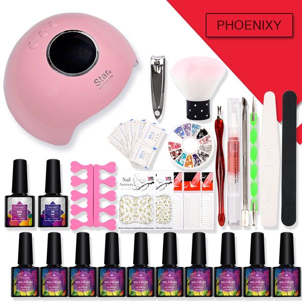 

nail gel kit 36w led lamp for nail polish set 10pc 8ml gel polish kit soak off manicure set art tools for manicure