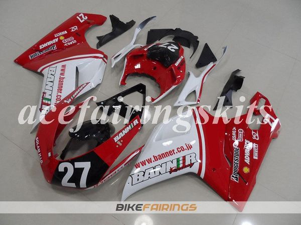 

4gifts new abs full fairings kit fit for ducati 848 1098 1198 1098s 1098r evo 2007 2008 2009 2010 2011 2012 red white light