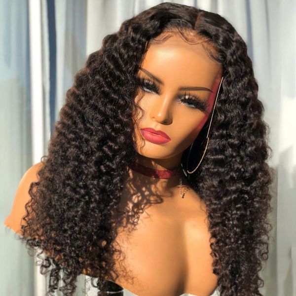 

coily curls afro bouncy 150% kinky curly human hair wig remy 13x4 brazilian lace front human hair wigs middle ratio bleached jko, Black;brown