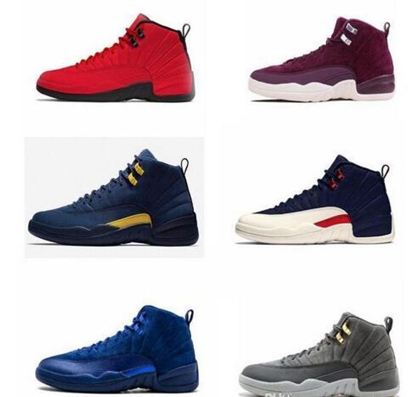 

designer new 12 dark grey shoe basketball shoes men sport shoe bordeaux 12s sports athletic trainers sneakers