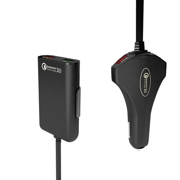 

4 usb port car charger quick charge 3.0 car-charger fast charging back seat rear passenger adapter extension cable