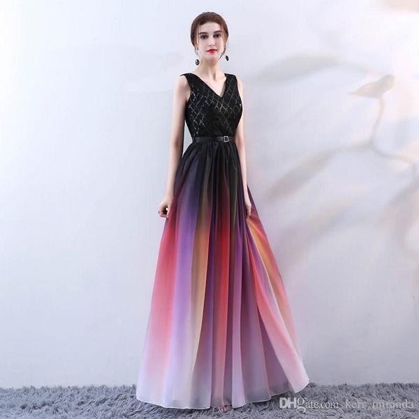

modern now evening dresses ever pretty v neck chiffon black prom maxi prom evening dresses for women dh4251, Black;red