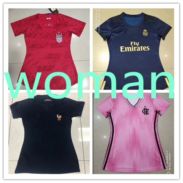 

real madrid jerseys soccer jersey 2019 2020 womens trainers football shirt woman football jerseys mujeres abiti da donna, Black;red