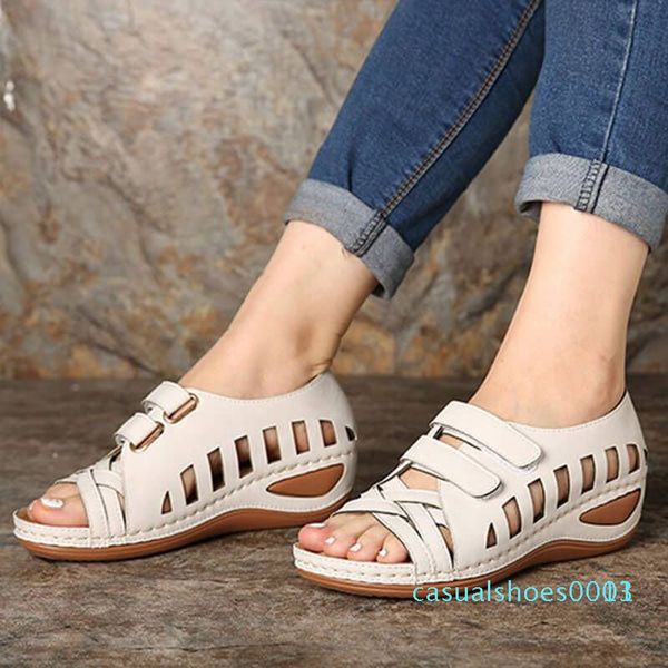 

rome cross-strap platform shoes women sandals 2020 beach sandals female summer shoes hook&loop wedges ladies c13, Black