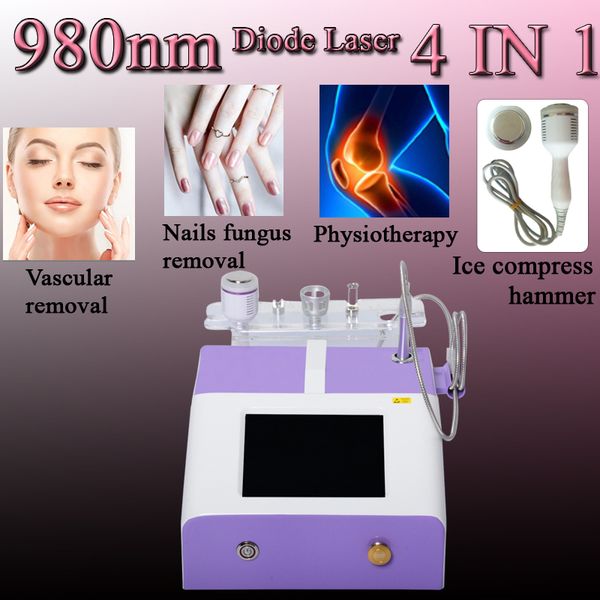 

980nm diode laser spider veins removal machine laser pain treatment machine nail fungus removal 4 in 1 beauty machine, Black