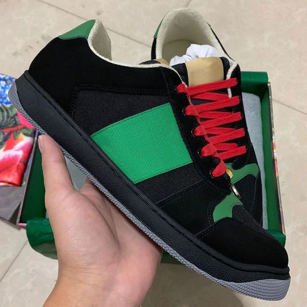 

new screener dirty designer shoes luxury real leather designer sneaker man ace embroidered strawberry casual shoes for women, Black