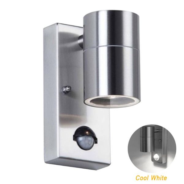 

wall lamp easy install waterproof down walkway energy saving light pir motion sensor stainless steel night outdoor yard single head