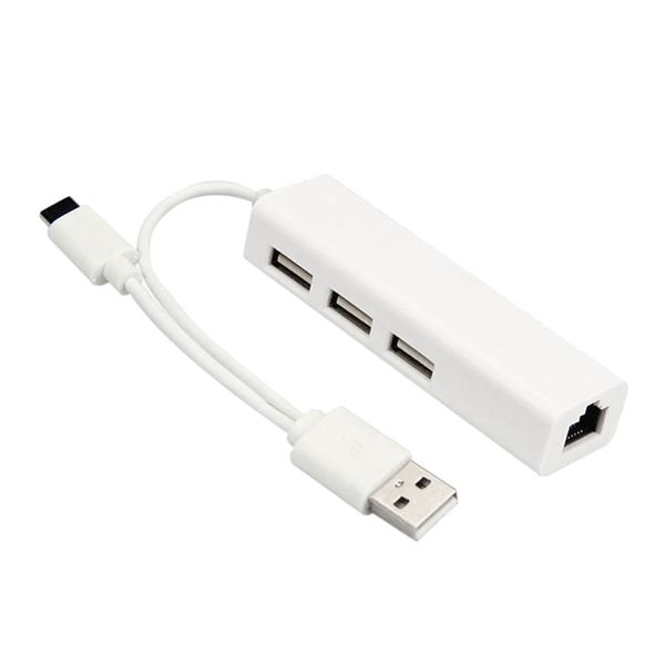 

usb-c usb2.0 dual plug to usb ports lan/rj45 ethernet network hub adapter