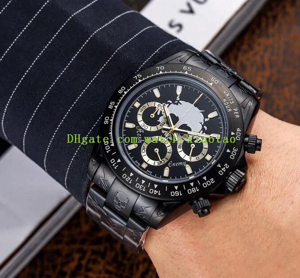 Últimas Estilo Aço Versão 6 Esculpido Camouflage Skeleton Dial NOVO Cosm0graph 116500 LN azul Stainless Watch BNIB pulseira de aço Men Automatic