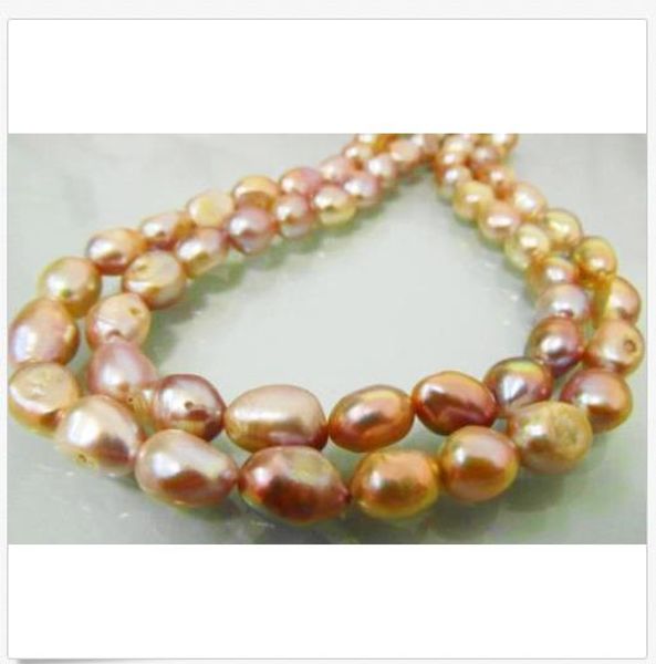

2019 36"10-12mm south sea gold pink lavender multicolor pearl necklace 14k, Silver