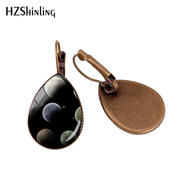 

2019 new full moon ear clip silver phases of the moon earring clips handmade bronze glass dome jewelry