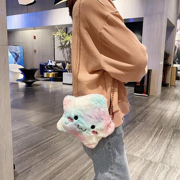 

lovely plush women crossbody shoulder bags fashion delicate girls leisure cartoon cute purse chain small handbags