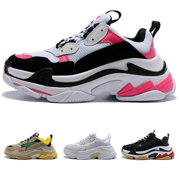 

triple s casual shoes for men women paris 17fw black white pink mens trainers designer shoes chaussures sports sneakers 36-45