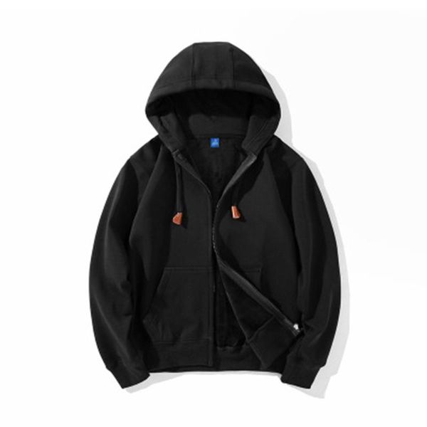 

padegao fashion sport shirt neutral hoodie men's casual blank harajuku zipper cardigan street solid color shirt coat pdg1394, Black