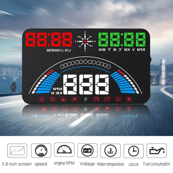 

head up display hud s7 obd2+gps warning system for driver's safety speedometer car