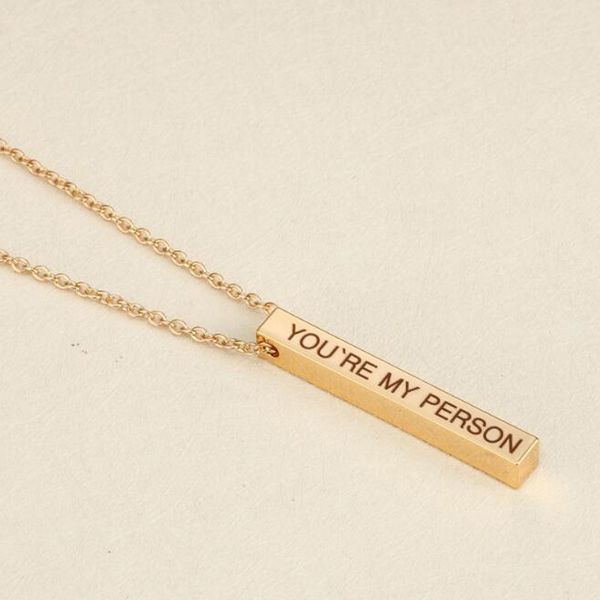 Персонализированная прямоугольная подвеска 'You My Person' Romantic Gift Pare Par