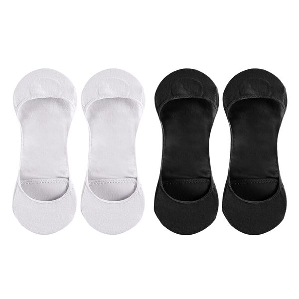 

2x soft low cut no show liner socks non slip invisible solid boat socks, Black;white