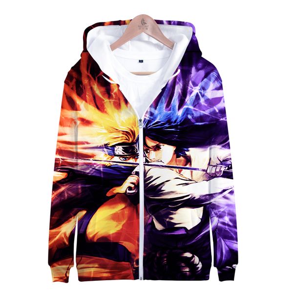 

latest anime 3d naruto zipper hoodies men/women personality harajuku youth 3d zipper naruto comics sweatshirt coolest hoodie, Black