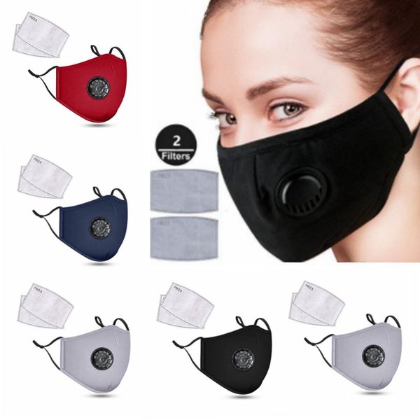 Wiederverwendbare Gesichtsmasken, Anti-Staub und Rauch, verstellbar, wiederverwendbar, Mundmaske aus Stoff, Baumwolle, Schutz mit 2 Filtern für Damen und Herren, PM2,5