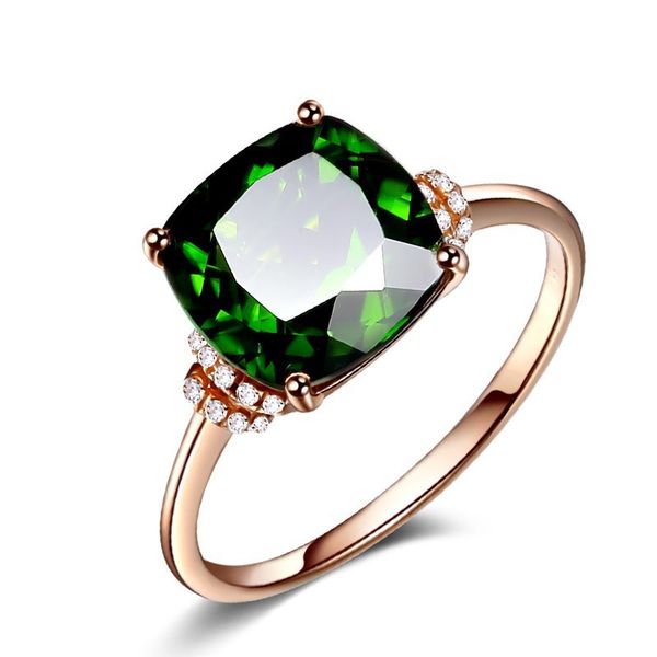 

10k rose gold grandmother green ring for women girl anillos emerald gemstone z bizuteria jewelry 10k gold ring with box, Golden;silver