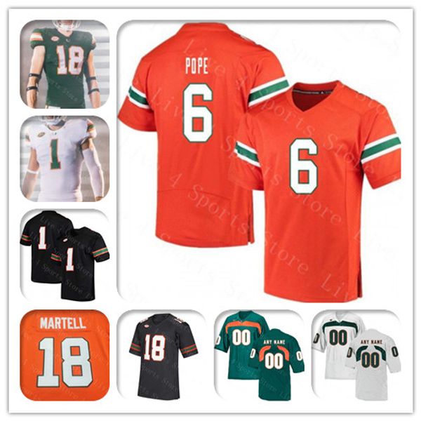 

ncaa 2019 men miami hurricanes college football jerseys custom 18 tate martell 5 n'kosi perry 12 malik rosier 20 reed robert burns gree, Black;red