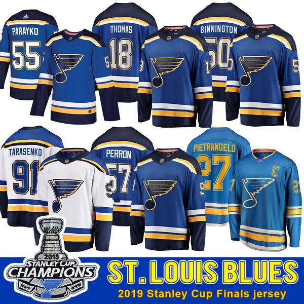 

Custom St. Louis Blues Jersey 2019 Stanley Cup Champions jerseys Vladimir Tarasenko Ryan O'Reilly Maroon Binnington Jake Allen