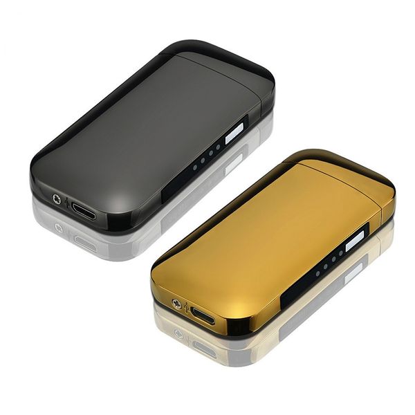 

2 pcs cigarettes lighter : metal windproof electronic usb charging cigarette lighter double arc plasma pulse led power display l