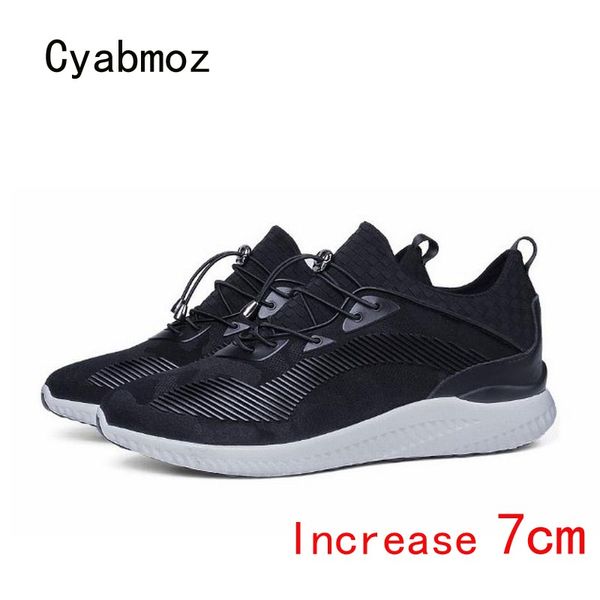 

cyabmoz summer men casual sneakers breathable elevator shoes mesh height incresing shoes 7cm outdoor black blue leisure man shoe