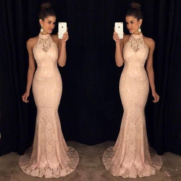 

elegant full lace mermaid vestido de novia 2019 new evening dresses plus size sleeveless sweep prom gowns 393, Black;red