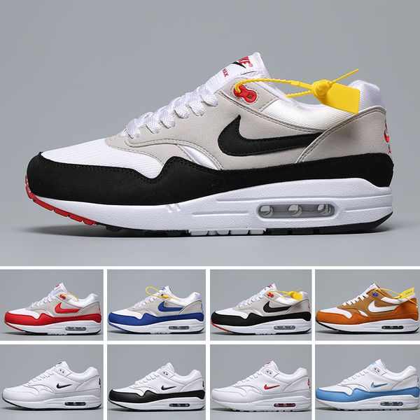 

tokyo maze bred 1s men women shoes 1 anniversary royal patch atomic teal parra puerto rico 87 air mens trainers sports sneakers 36-45, Black