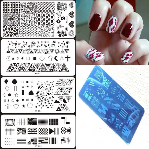 

2019 nail template multi-patterns rectangle nail art stamping diy stainless steel template manicure stencil tool xy-z19-38, White